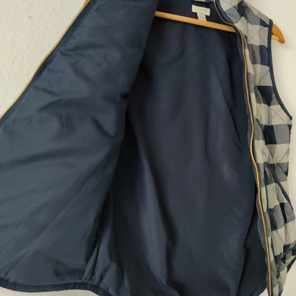 J. Crew Down Quilted Buffalo Plaid Navy Blue/Gray Puffer Vest Size XS - Picture 7 of 10